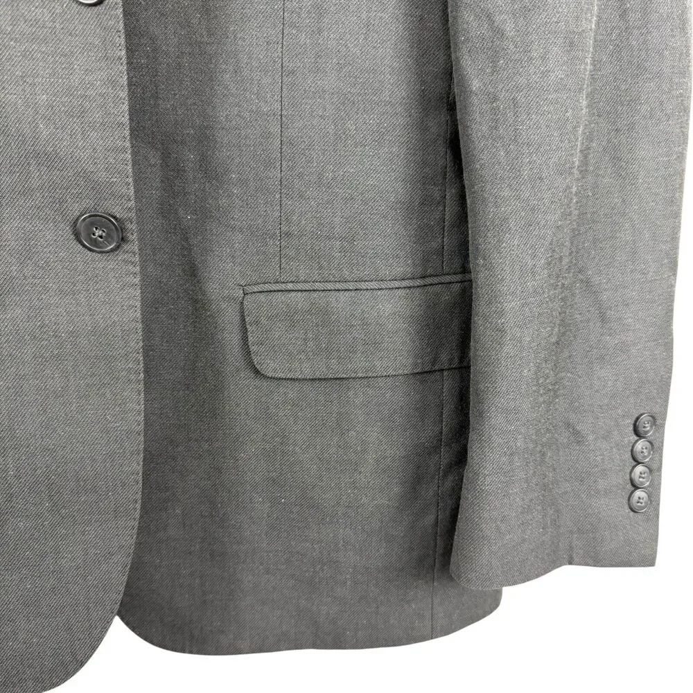 Joseph Jos A Bank Mens Slim Fit Gray Twill Cotton & Wool Suit Jacket Blazer 38 R